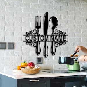 Personalized Kitchen Metal Name Sign,Custom Kitchen Metal Wall Art,Kitchen Decor,Home Decor,Chef Decor,Cook Lover Gift,8-24 Inch