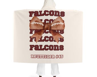 Personalized Custom Sherpa Football Blanket with hood, Name Blanket, Blanket for mom, Sport Gift, Personalized Gift, hooded fleece blanket