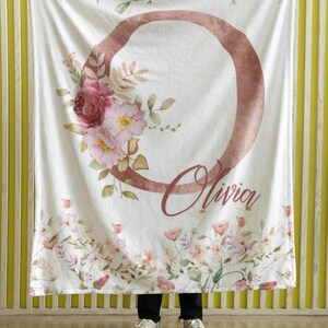 Personalized Wildflower quilt • Girl Floral Blanket• Vintage Style Wild Flower Blanket for Kids • Baby Shower Gift, Monogrammed Blanket