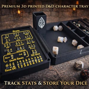 Kit giocatore Dungeons & Dragons / Vassoio dadi per giochi di ruolo, schede personaggio, accessori