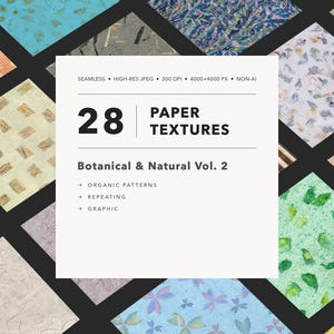 Botanical & Natural Vol. 2 — 28 Seamless Paper Textures, Digital Backgrounds and Overlays, 4K Hi-Res at 300 DPI, Non-AI, Instant Download