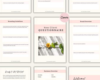 Plantilla de cuestionario para nuevos clientes: Kit de incorporación a redes sociales (diseño de Canva) (descarga digital)