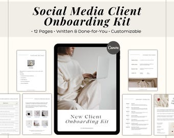 Social Media New Client Onboarding Kit Template, Client Welcome Pack, Social Media Manager Template, Client Social Media Management Guide