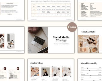 Social Media Strategy Template: Client Brand Marketing Proposal Canva Design (Digital Download)