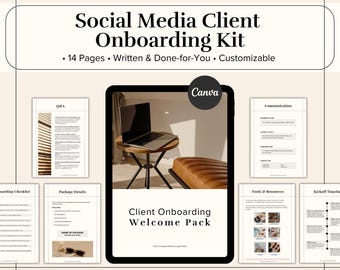 Social Media New Client Onboarding Kit: Editable Social Media Manager Canva Template (Digital Download)