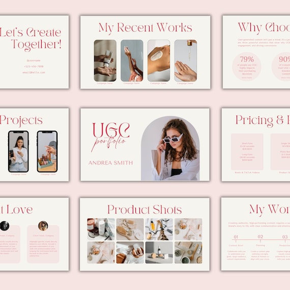 UGC Portfolio Template: Content Creators & Influencers Media Kit Canva Design (Digital Download)