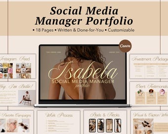 Plantilla de portafolio de redes sociales: Plantilla editable de Canva (descarga digital)