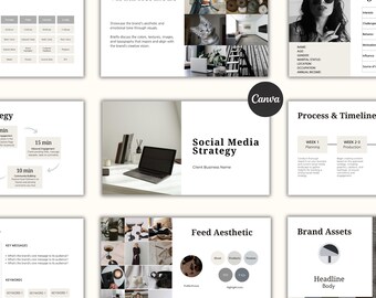 Modello di strategia per i social media: Proposta di marketing per il cliente, design modificabile in Canva (download digitale)