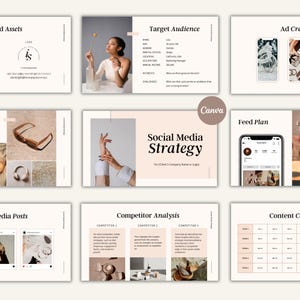 Social Media Strategy Template Marketing Content Plan Editable Canva Client Proposal for Social Media Managers