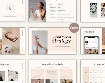Social Media Strategy Template Marketing Content Plan Editable Canva Client Proposal for Social Media Managers