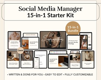 15in1 Social Media Manager Kit, Social Media Manager Bundle, Social Media Manager Templates, Social Media Management Starter Kit