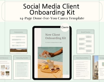 Social Media New Client Onboarding Kit Template, Client Welcome Pack, Social Media Manager Template, Social Media Management Client Guide