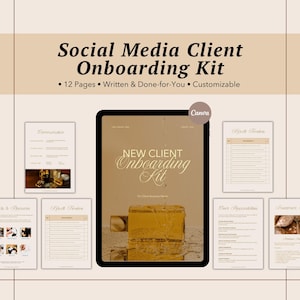 Social Media Client Onboarding Kit Template, New Client Welcome Packet, Social Media Manager Templates, New Client Service Guide