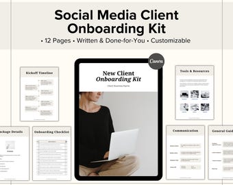 Social Media New Client Onboarding Kit Template, Client Welcome Packet, Social Media Manager Template, Client Social Media Management Guide