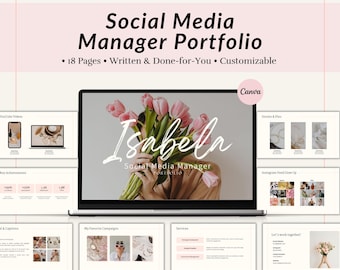 Plantilla de portafolio de redes sociales, portafolio de gestor de redes sociales, plantillas de gestor de redes sociales, portafolio digital de gestión de redes sociales