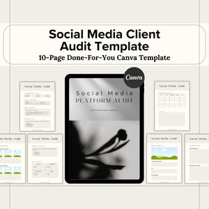Social Media Audit Template, Social Analytics Client Audit, Social Media Manager Template, Instagram Audit Template, Social Media Management