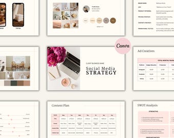 Social Media Strategy Template: Client Marketing Proposal Editable Canva Template (Digital Download)