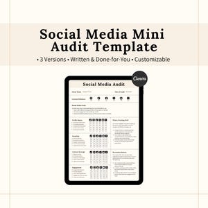 Social Media Audit, Social Analytics Audit Template, Instagram Profile Audit Checkilst Template, Social Media Manager Template