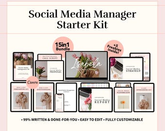 Kit de Gestão de Redes Sociais: Modelos Canva Prontos para Uso | E-book sobre Gestão de Redes Sociais | +5 Brindes