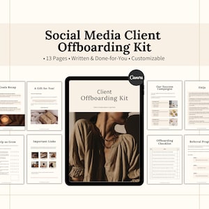 Kunden Offboard-Vorlage, Kunden-Exit-Paket, Kunden-Auf Wiedersehens-Paket, Kunden-Feedback, Social-Media-Manager-Canva-Vorlagen