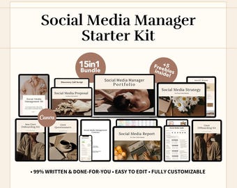 Kit de Gestão de Redes Sociais: Modelos Canva Editáveis Prontos para Uso | +5 Brindes (Download Digital)