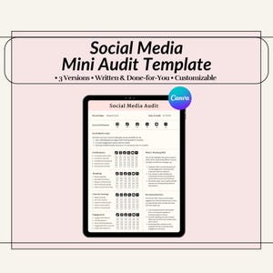 Social Media Audit Template, Social Media Manager Templates, Social Analytics Audit, Instagram Audit Template, Social Media Management