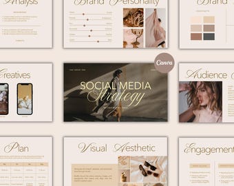 Modello di strategia per i social media: proposta di marketing del marchio del cliente Canva Design (download digitale)