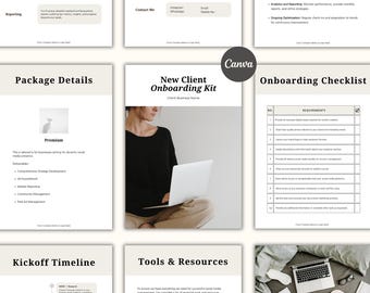 Social Media New Client Onboarding Kit Template: Client Welcome Pack Guide Canva Design (Digital Download)