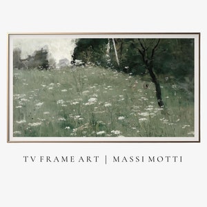 Samsung frame TV art floral, Printable Wildflower Field Landscape Oil Painting, Vintage Landscape Wall Art, Classic painting, MASSI MOTTI