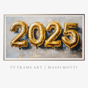 Gold New Year Frame TV frame Art, Festive TV, Gold Christmas Samsung Frame, 2025 Frame, New Year TV Art 2025, 4K Art Digital Download