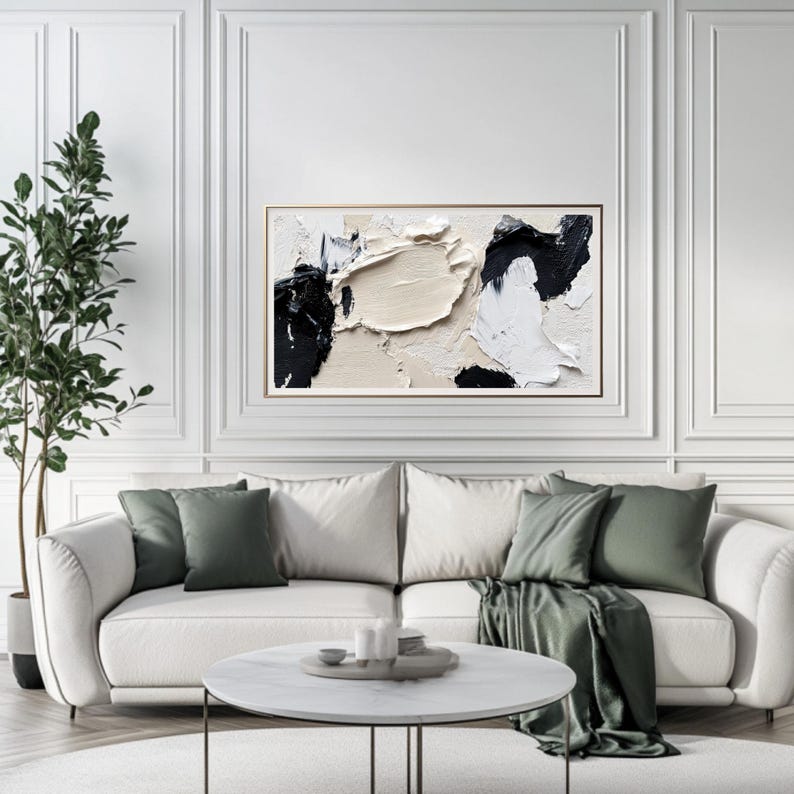 Samsung Frame TV Minimalist Art, Modern Wall Art, Frame Neutral Abstract Painting, Modern Abstract Landscape Art, Artful modern TV art image 5