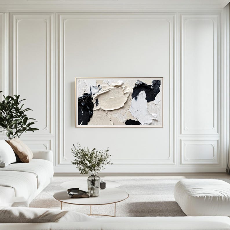 Samsung Frame TV Minimalist Art, Modern Wall Art, Frame Neutral Abstract Painting, Modern Abstract Landscape Art, Artful modern TV art image 7