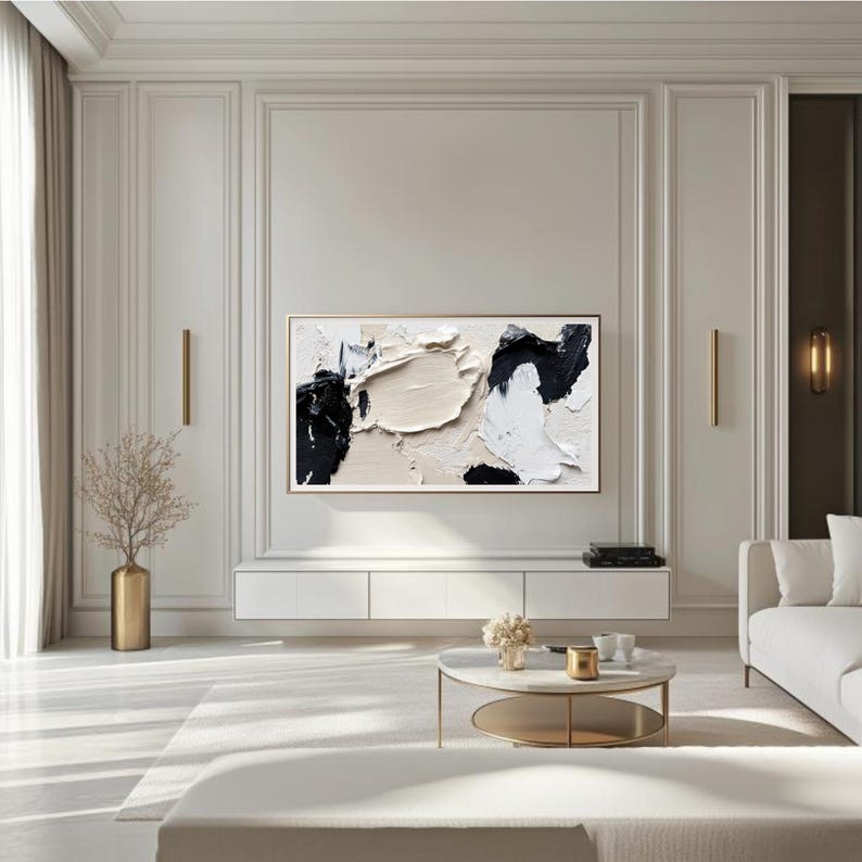 Samsung Frame TV Minimalist Art, Modern Wall Art, Frame Neutral Abstract Painting, Modern Abstract Landscape Art, Artful modern TV art image 3