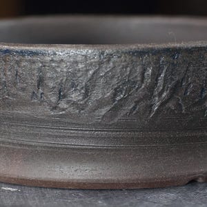 Handmade Stoneware Bonsai Pot - unglazed brown black clay with oxide wash