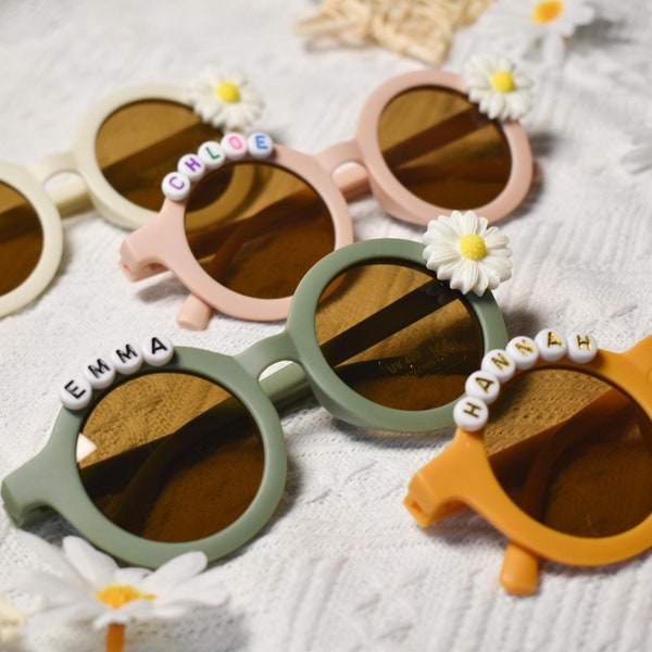 Floral Daisy Girls Personalized Name Sunglasses|UV400 Protection|Toddler Gift|kids Gift lKids Personalized Sunglasses