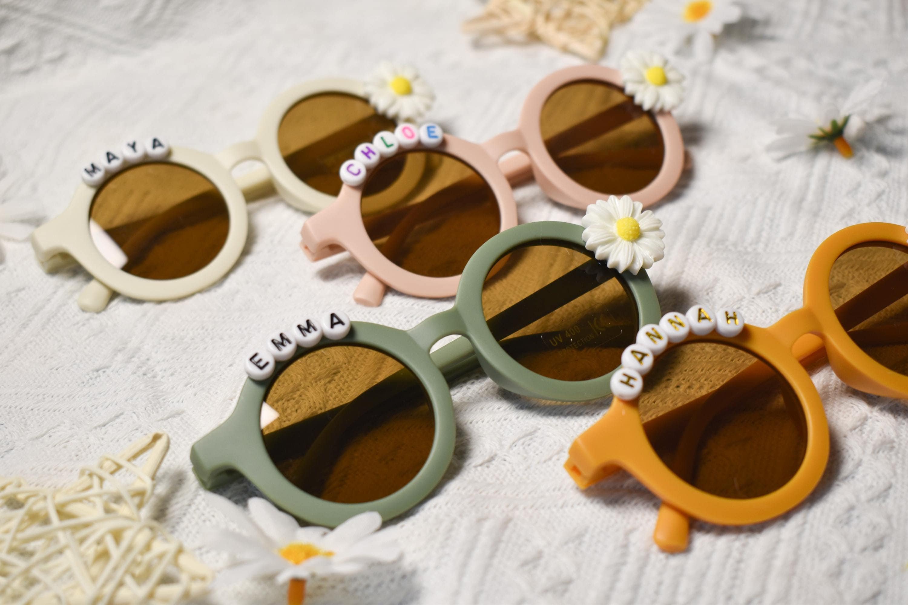 Buy 1 Get 1 Free！Floral Daisy Girls Personalized Name Sunglasses|UV400 Protection|Toddler Gift|kids Gift lKids Personalized Sunglasses
