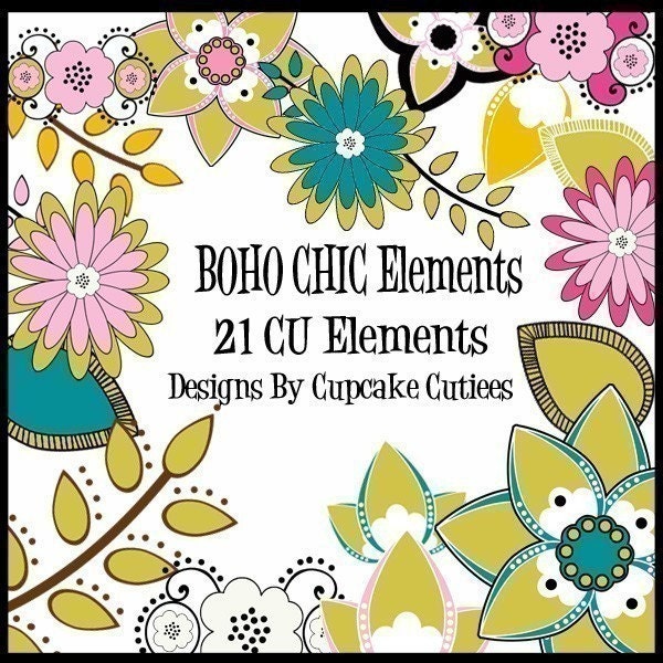 Boho Chic Element Clip art Digital Embellishments Commercial use for Cards, Stationary and Paper Products