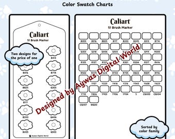 Caliart 51 Brush Marker Color Swatch Chart – Cloud + Grid Design