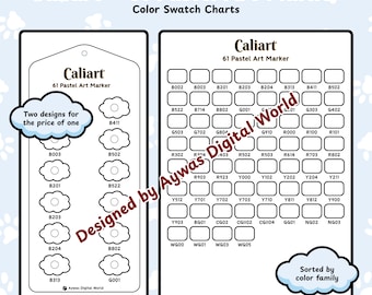 Caliart 61 Pastel Art Marker Color Swatch Chart - Cloud + Grid Design