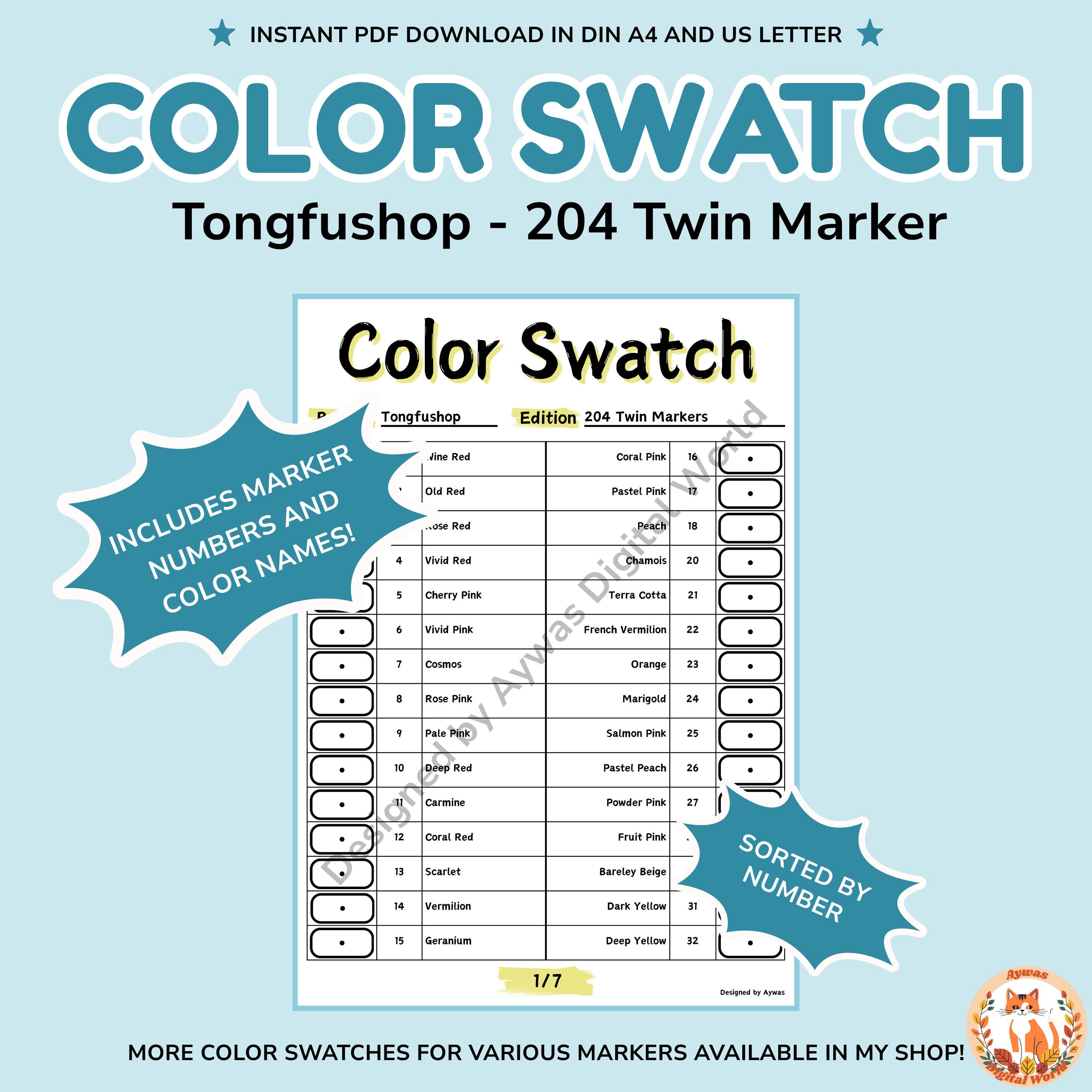TOUCH Twin Marker Color Chart 204 Colors : r/GoodNotes