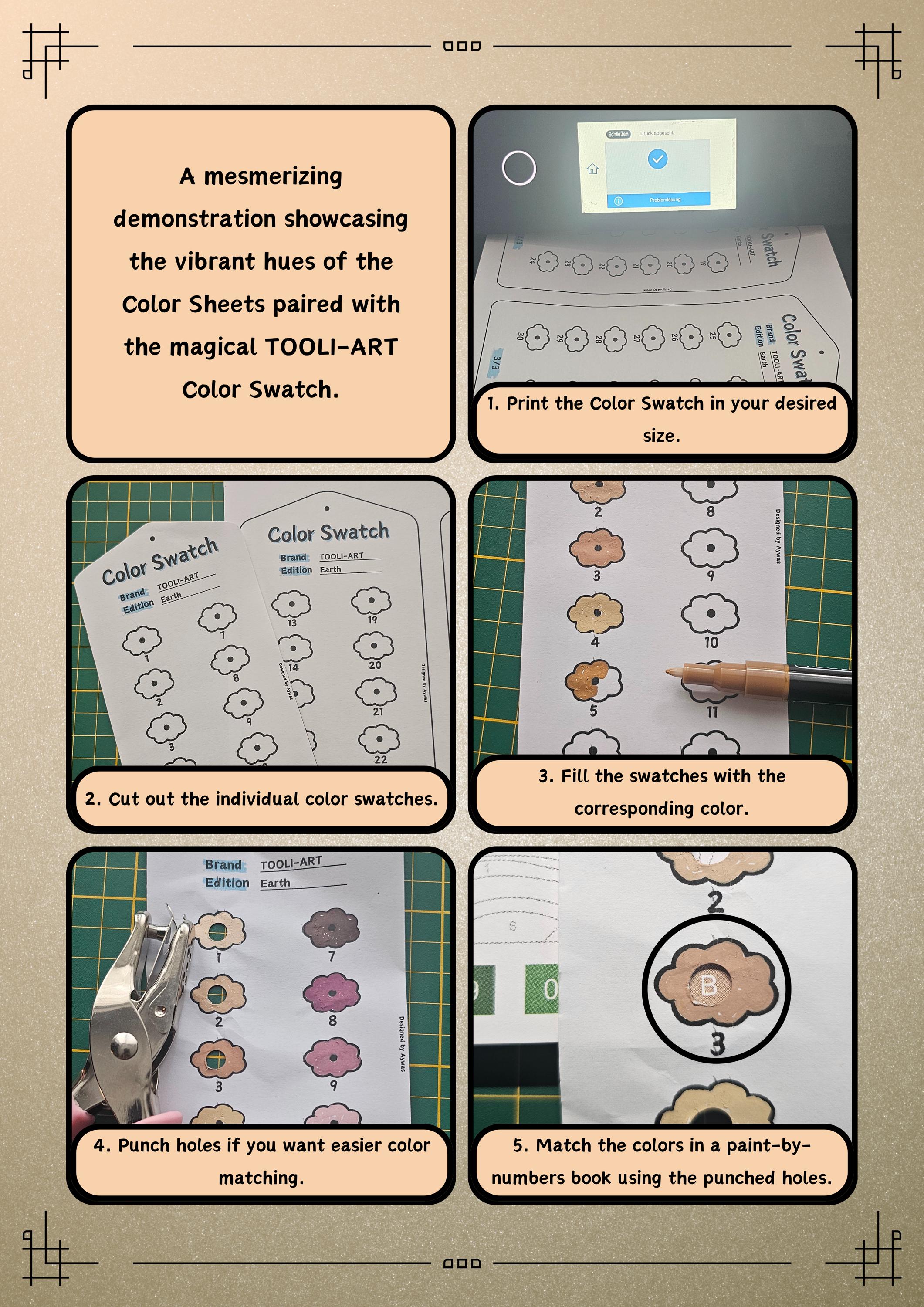 Caliart Color Swatch Templates 61 Color Pastel Markers Cloud Design DIY