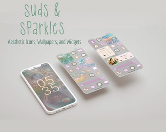 Suds and Sparkles/Pastel Estético Íconos de aplicaciones para iOS, Android y tabletas, y fondos de pantalla y widgets de pintura abstracta y degradada