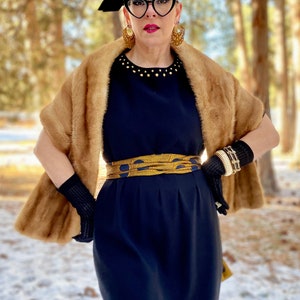 Little Black Cocktail Dress with Gold Studs