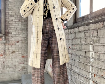 Vintage Italian Wool Checkered Coat