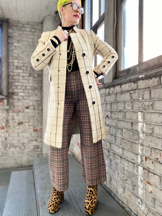 Vintage Italian Wool Checkered Coat