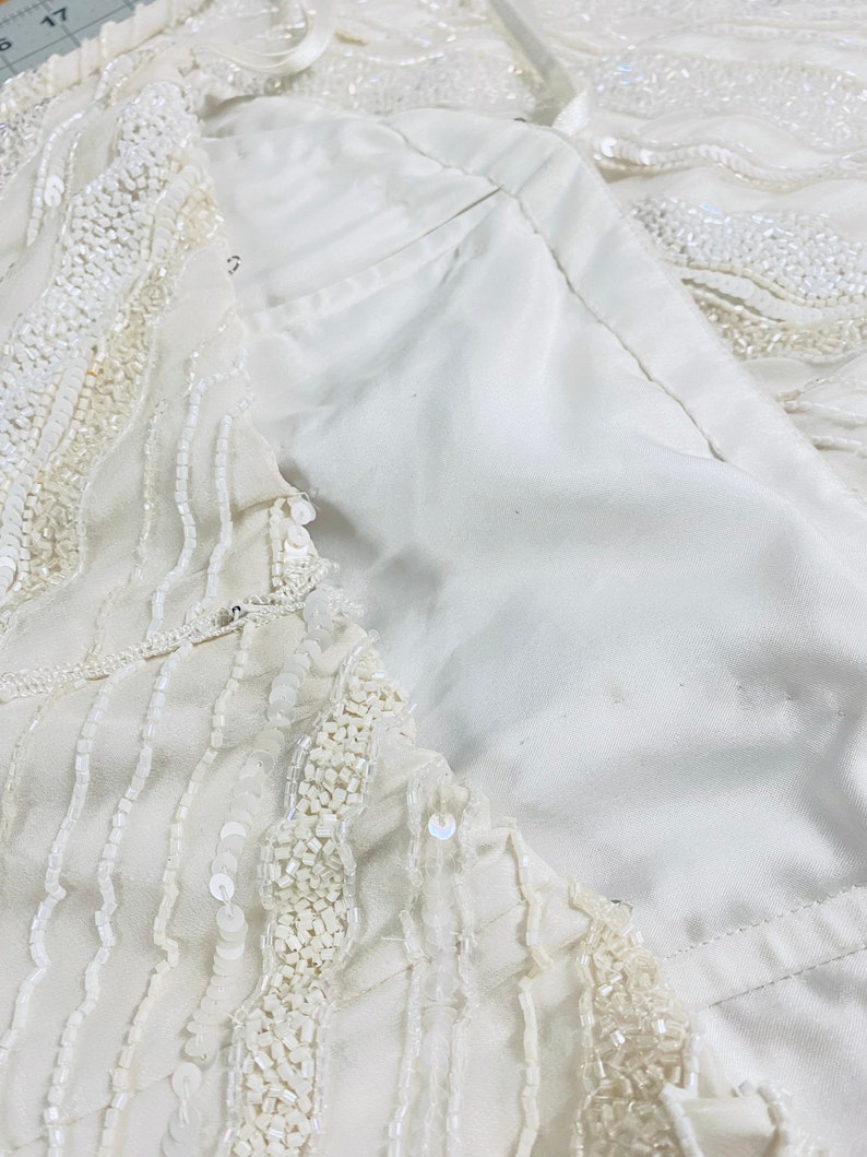 Vintage Beaded Sequence Silk Wedding Dress image 5