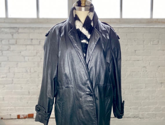 1980's Leather Trench Coat