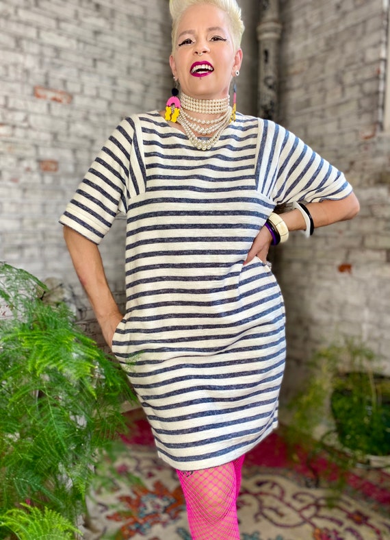 Striped Shirt Dress with Pockets - image 1