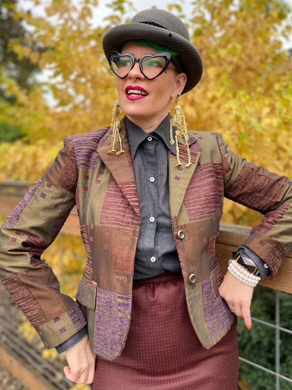 Vintage Velvet Patchwork Blazer - image 3