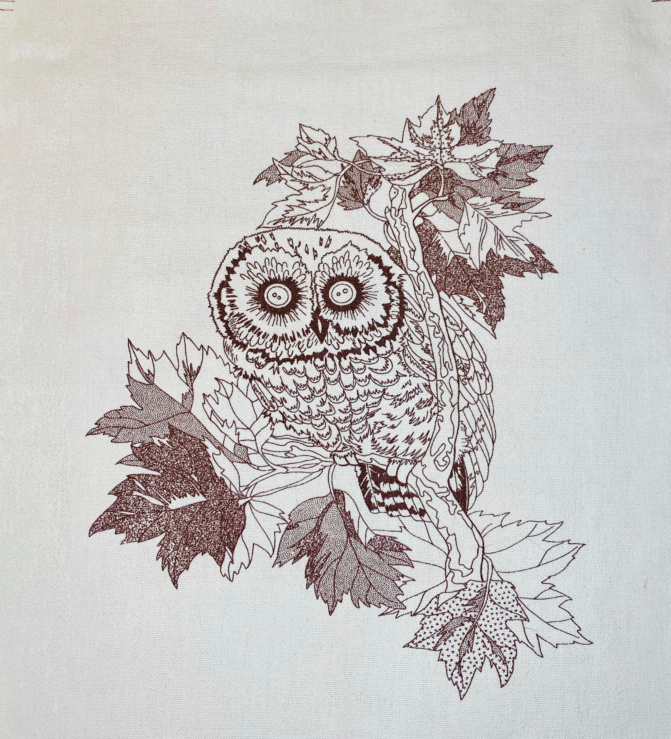Vintage Owl Fabric Square